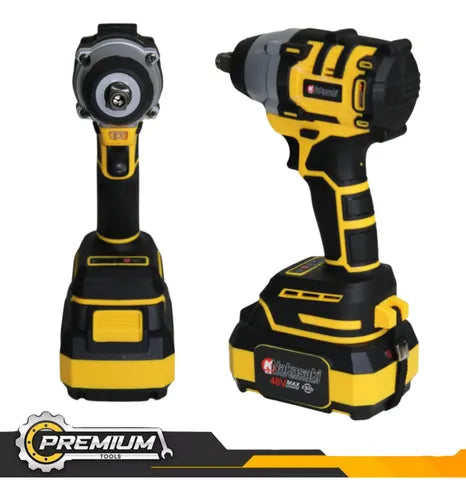 Chave de Impacto 48v Profissional 620Nm + Maleta com Kit Completo de 35 Peças