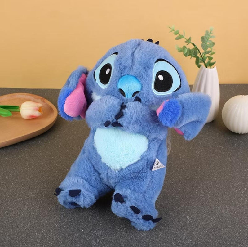 Little Stitch de Pelúcia com Som e Respiração + Brinde Exclusivo de Natal (Kit 2 Bolsinhas Stitch Azul e Rosa)