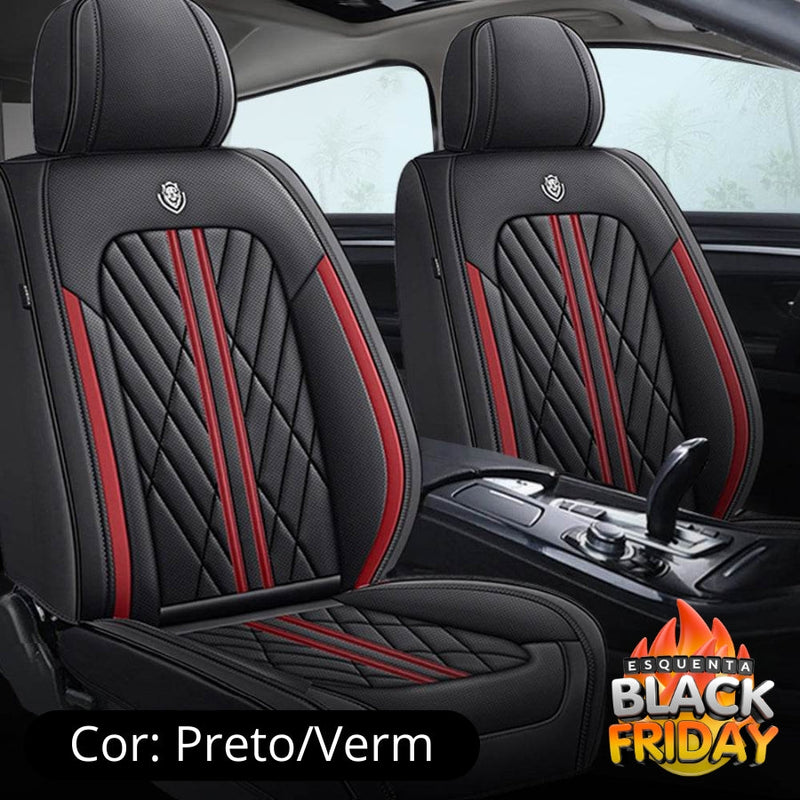 Capas de Banco Premium SportCar: Kit Completo Bancos Dianteiros e Traseiros + BRINDE HOJE (Descanço de Cabeça)